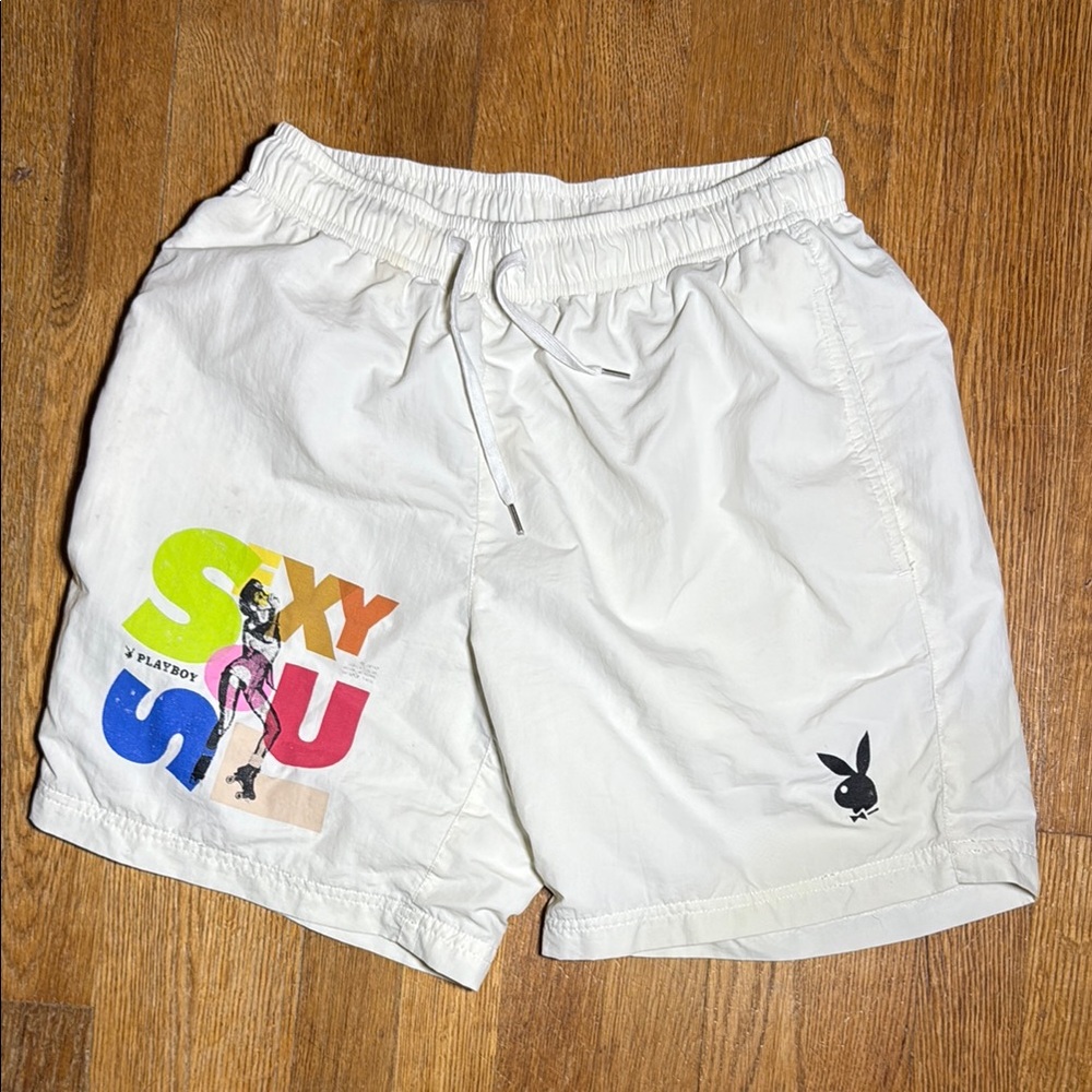 PLAYBOY White Shorts with Colorful Graphic